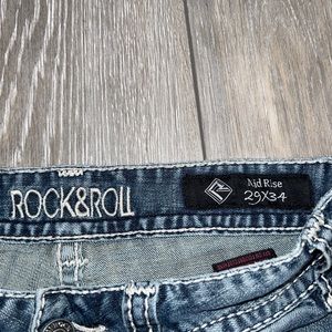 Rock & Roll Cowgirl Womens Stretch  Mid Rise 29x34 Bootcut  Embellished Pockets